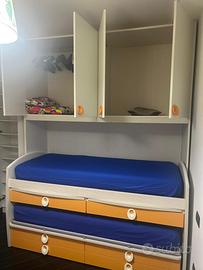 Cameretta completa con armadio e letti estraibili