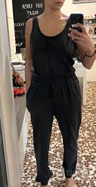 Jumpsuit nera sportiva in cotone leggero