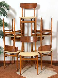 6 Sedie Mid Century Modern Vintage Anni 60 -