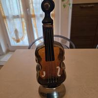 Bottiglia vintage a forma di violino con carillon
