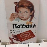 Targa alluminio retrò caramelle ROSSANA Perug.