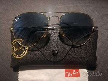 OCCHIALI ORIGINALI RAY-BAN "AVIATOR" ARGENTO USATI