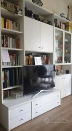 Parete tv attrezzata libreria vetrinetta