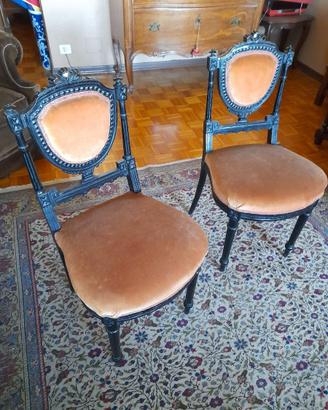 2 sedie antiche fine 800 da ingresso intarsiate.