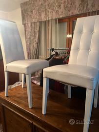 Coppia sedie schienale alto ecopelle legno bianco