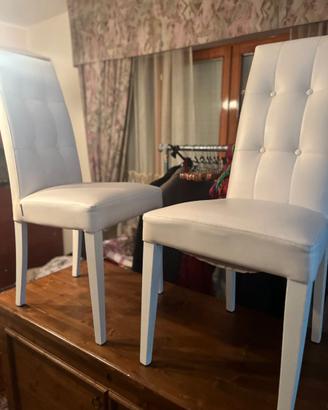 Coppia sedie schienale alto ecopelle legno bianco