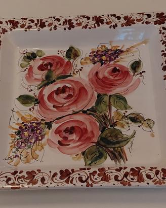Vassoio Vecchia Rimini rose, fatto a mano