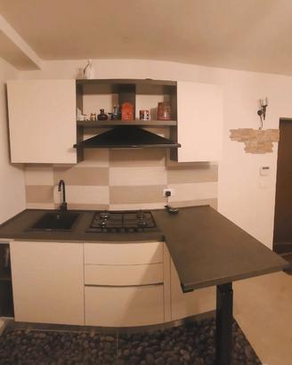cucina con lavabo e fuochi 