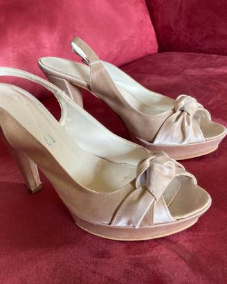 Scarpe Decolleté con plateau - Numero 37 - Beige.