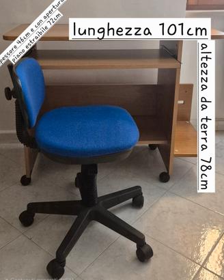 Scrivania porta PC salvaspazio con sedia girevole