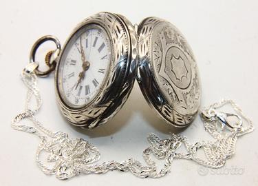 Splendido orologio collo per signora argento 1800
