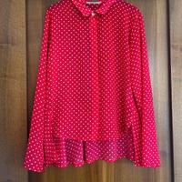 Camicia rossa a pois bianchi taglia 44
