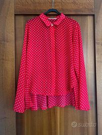 Camicia rossa a pois bianchi taglia 44