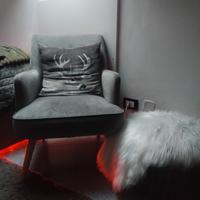 poltrona velluto grigia