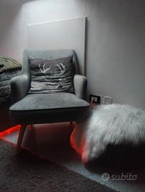 poltrona velluto grigia