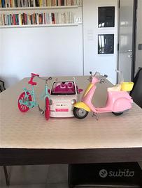 Barbie fiat 500,bici, vespa