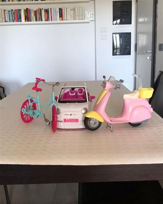 Barbie fiat 500,bici, vespa