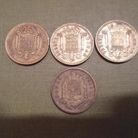 4 monete spagnole da 1 peseta