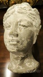 Vaso statua ragazza in cemento e fibra antichizzat