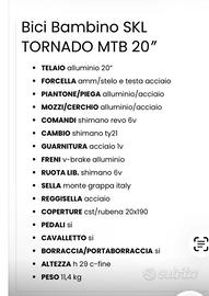 Bici bambino SKL Tornado Mbt 20” colore blu giallo