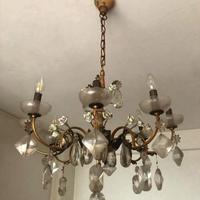 Lampadario porcellana e cristallo