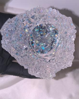 Elegante portacandele effetto cristalli ologragici