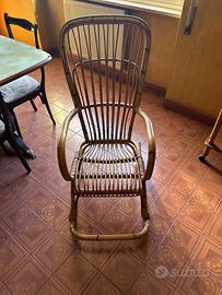 Sedia a dondolo bambù vintage