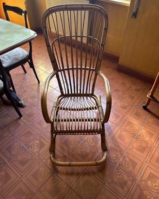 Sedia a dondolo bambù vintage