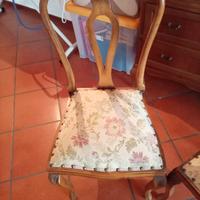 6 sedie in legno con seduta damascata 
