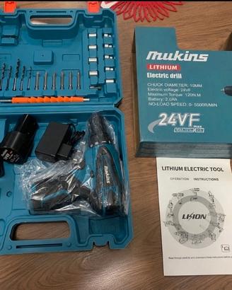 trapano avvitatore 24v litio con valigetta set 