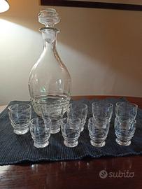 bottiglia e bicchieri serigrafati vintage 