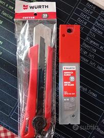 Taglierino cutter 25 mm con 10 lame Wurth