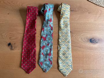 Set di 3 cravatte uomo, vintage, 100% seta