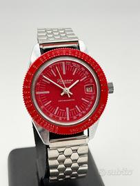 lucerne diver red watch swiss made nos 70s vintage