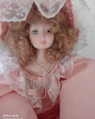Bambola porcellana vintage da collezione - 80 cm