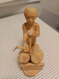 SOPRAMMOBILE IN LEGNO "INDIGENO CHE SUONA TAMBURI"