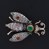 SPILLA IN ORO 9KT E ARGENTO DIAMANTI 2.5 CT