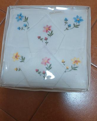 Vintage Set 6 Fazzoletti Donna Ricam. Fiori Ann 60