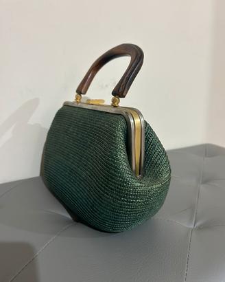 Borsa vintage Originale anni ‘60 in rafia verde