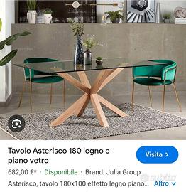TAVOLO LEGNO E VETRO 180X90