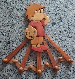 Appendichiavi / Appendiabiti Muro Vintage Legno