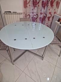 Tavolo rotondo in vetro allungabile