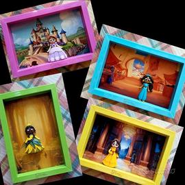 Quadretti con principesse in fimo fatti a mano