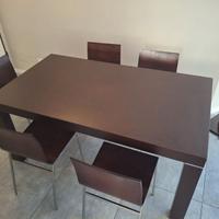 tavolo in legno wenge  160x90 con 6 sedie euro 300