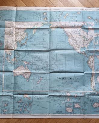 Mappa National Geographic Oceano Pacifico Vintage