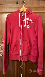 A&F FELPA INVERNALE ROSSA CON CAPPUCCIO