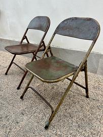 Coppia di sedie pieghevoli industriali anni 50/60