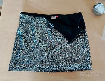 Minigonna paillettes argento ONLY