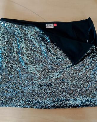 Minigonna paillettes argento ONLY