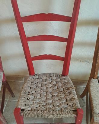 sedia  con seduta inpagliata